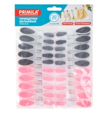 Прищепки бельевые 8,2 см, КОМПЛЕКТ 20 штук, прорезиненный пластик, ассорти, PRIMILA (ПРИМИЛА) PREMIUM, 700522