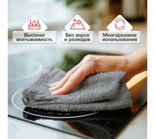 Салфетки из МИКРОФИБРЫ 30х30 см, GRAY & BLACK, big pack, КОМПЛЕКТ 10 штук, 180 г/м2, LAIMA HOME, 700610