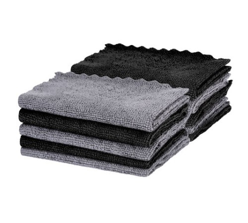Салфетки из МИКРОФИБРЫ 30х30 см, GRAY & BLACK, big pack, КОМПЛЕКТ 10 штук, 180 г/м2, LAIMA HOME, 700610