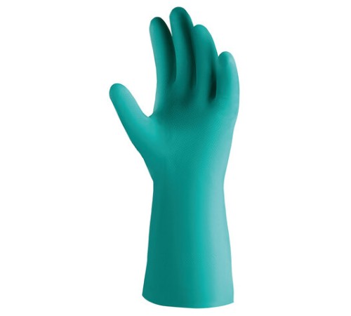 Перчатки нитриловые КЩС JETA SAFETY, хлопчатобумажное напыление, размер 10, XL (очень большой), зеленые, JN711, JN711-10-XL
