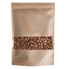 Пакеты дой-пак с замком ZIP LOCK, крафт с окном 50 мм, 150х220 + 40 мм, КОМПЛЕКТ 100 штук, 150 мкм, BRAUBERG, 700691