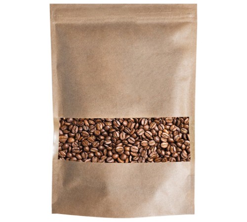 Пакеты дой-пак с замком ZIP LOCK, крафт с окном 50 мм, 150х220 + 40 мм, КОМПЛЕКТ 100 штук, 150 мкм, BRAUBERG, 700691