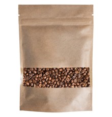 Пакеты дой-пак с замком ZIP LOCK, крафт с окном 60 мм, 170х240 + 40 мм, КОМПЛЕКТ 100 штук, 150 мкм, BRAUBERG, 700692