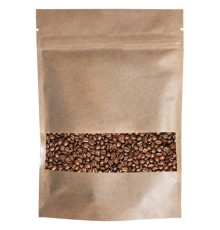 Пакеты дой-пак с замком ZIP LOCK, крафт с окном 60 мм, 200х300 + 50 мм, КОМПЛЕКТ 100 штук, 150 мкм, BRAUBERG, 700694