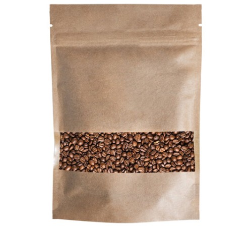 Пакеты дой-пак с замком ZIP LOCK, крафт с окном 60 мм, 200х300 + 50 мм, КОМПЛЕКТ 100 штук, 150 мкм, BRAUBERG, 700694