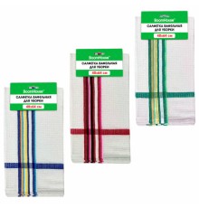 Салфетка вафельная универсальная, ХЛОПОК, 40х64 см, цветная полоска, ассорти, BOOMHOUSE (БУМХАУС), 700884