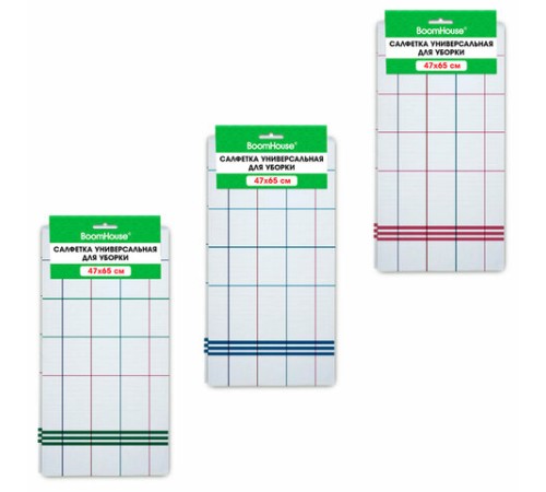 Салфетка универсальная, ХЛОПОК, 47х65 см, белая клетка, легкий цветной контур, ассорти, BOOMHOUSE (БУМХАУС), 700886