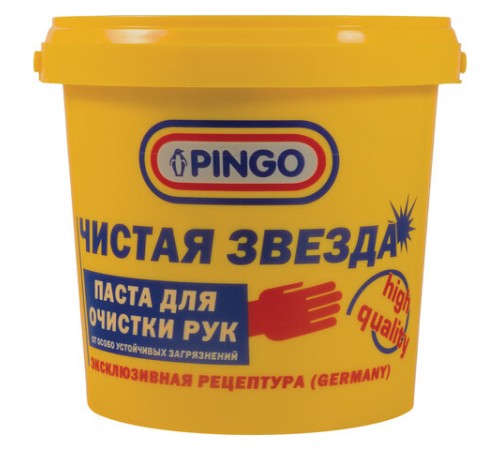 Паста очищающая средство для рук, 1000 мл, PINGO (Пинго), ЧИСТАЯ ЗВЕЗДА, от самых стойких загрязнений, банка, 85010-11