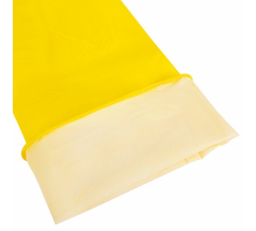 Перчатки МНОГОРАЗОВЫЕ латексные с хлопчатобумажным напылением, размер 6,5-7, S (малый), вес 50 г, желтые KOMFI, DGL024P