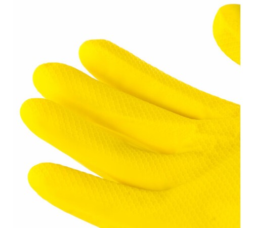 Перчатки МНОГОРАЗОВЫЕ латексные с хлопчатобумажным напылением, размер 8-9, L (большой), вес 57 г, желтые, KOMFI, DGL026P