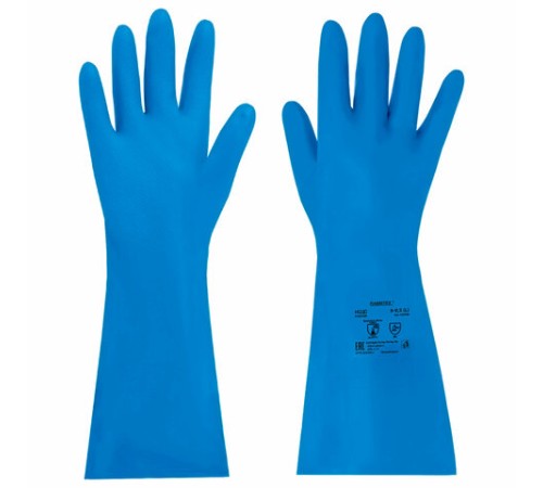 Перчатки нитриловые КЩС, STRONG, химически устойчивые, синие, размер 9-9,5, L (большой), RABBITEX (РАББИТЕКС), 700908