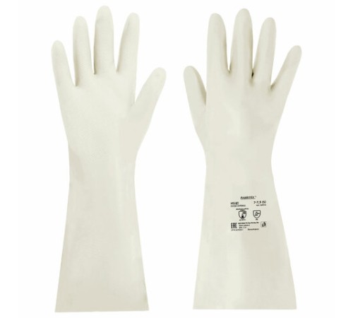 Перчатки нитриловые КЩС, EXTRA STRONG, химически устойчивые, белые, размер 7-7,5, S (малый), RABBITEX (РАББИТЕКС), 700914