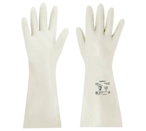 Перчатки нитриловые КЩС, EXTRA STRONG, химически устойчивые, белые, размер 8-8,5, M (средний), RABBITEX (РАББИТЕКС), 700915