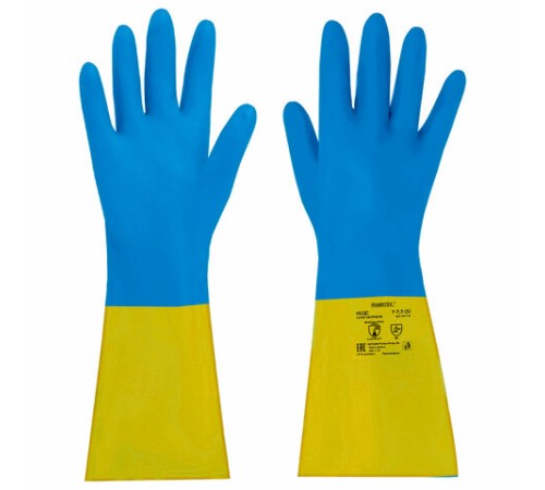 Перчатки латексно-неопреновые КЩС, ULTRA NEOPRENE, химически устойчивые, размер 7-7,5 S (малый), RABBITEX (РАББИТЕКС), 701113