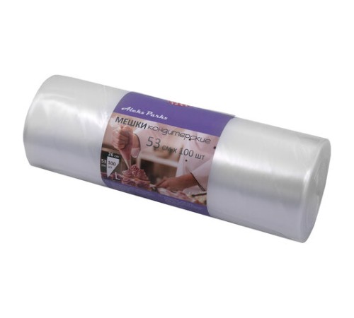 Мешок кондитерский одноразовый 53 см, КОМПЛЕКТ 100 шт. в рулоне, ПЛОТНЫЙ 90 мкм, ALEKS PARKS, А53-100
