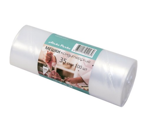 Мешок кондитерский одноразовый 35 см, КОМПЛЕКТ 100 шт. в рулоне, ПЛОТНЫЙ 90 мкм, ALEKS PARKS, А35-100