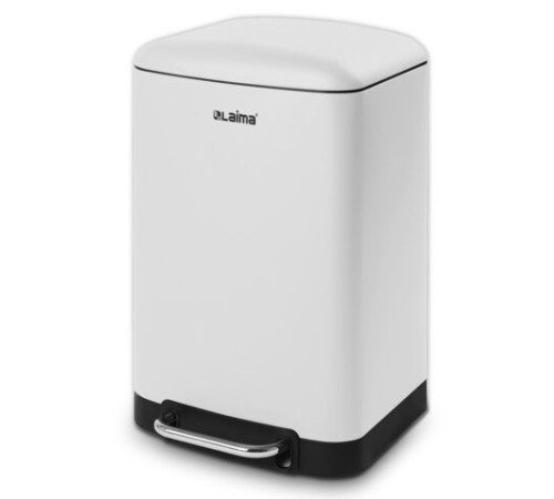Ведро мусорное с педалью 12 л, крышка с доводчиком, белое матовое, металл, LAIMA ULTRA, 701566