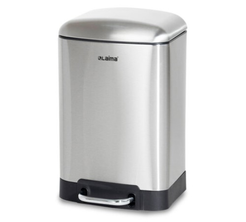 Ведро мусорное с педалью 6 л, крышка с доводчиком, стальное, БЕЗ ОТПЕЧАТКОВ, LAIMA ULTRA, 701567