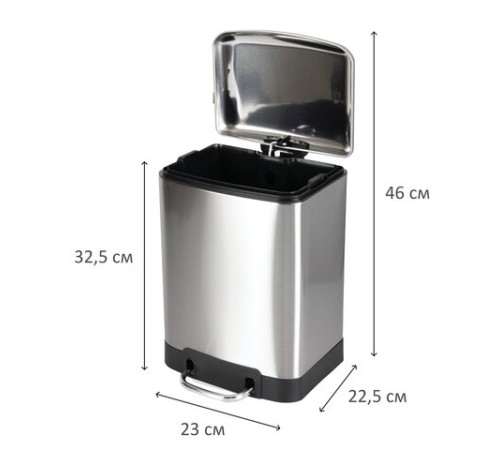 Ведро мусорное с педалью 6 л, крышка с доводчиком, стальное, БЕЗ ОТПЕЧАТКОВ, LAIMA ULTRA, 701567