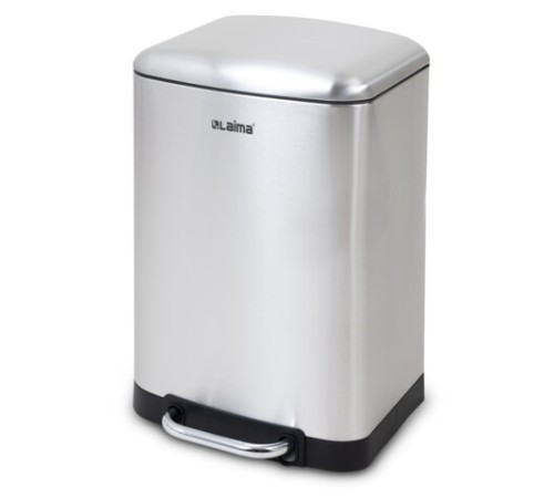 Ведро мусорное с педалью 12 л, крышка с доводчиком, стальное, БЕЗ ОТПЕЧАТКОВ, LAIMA ULTRA, 701568