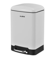 Ведро мусорное с педалью 6 л, крышка с доводчиком, белое матовое, металл, LAIMA ULTRA, 701569