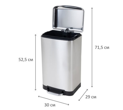 Ведро мусорное с педалью 20 л, крышка с доводчиком, стальное, БЕЗ ОТПЕЧАТКОВ, LAIMA ULTRA, 701570