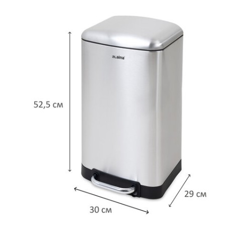Ведро мусорное с педалью 20 л, крышка с доводчиком, стальное, БЕЗ ОТПЕЧАТКОВ, LAIMA ULTRA, 701570