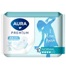 Прокладки женские гигиенические 10 шт., AURA Premium NORMAL, 13121