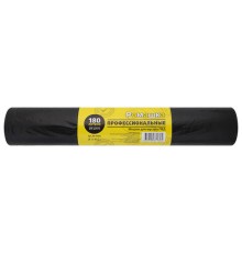 Мешки для мусора 180 л, черные, в рулоне 25 шт., ПВД 30 мкм, 90x110 см, РОМАШКА 
