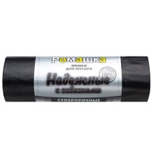 Мешки для мусора с завязками 60 л, в рулоне 10 шт., ПСД 23 мкм, 59x64 см, РОМАШКА НАДЕЖНЫЕ, ВЗ0601011