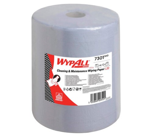 Бумага протирочная KIMBERLY-CLARK Wypall L20, 500 листов в рулоне, 33х38 см, 2-слойная, голубая, 7301