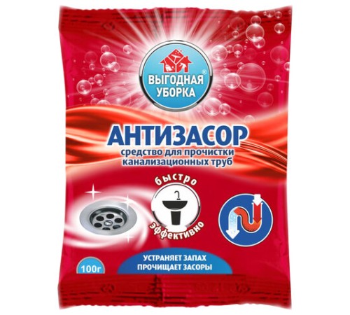 Средство для прочистки канализационных труб 100 г, ВЫГОДНАЯ УБОРКА, РЕНЕССАНС КОСМЕТИК, МИНПРОМТОРГ, 2535