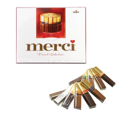 Конфеты MERCI ассорти из молочного и темного шоколада, 250 г, ГЕРМАНИЯ, 015409-35