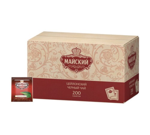 Чай МАЙСКИЙ черный цейлонский, 200 пакетиков в конвертах по 2 г, 101009