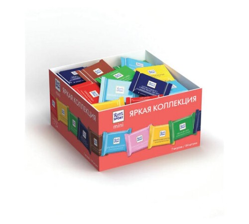 Шоколад порционный RITTER SPORT, набор 7 вкусов, 84 плитки по 16,7 г, R 484C