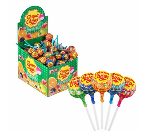 Карамель CHUPA CHUPS (Чупа-Чупс) фруктовая с соком + кола, 12 г, 61888