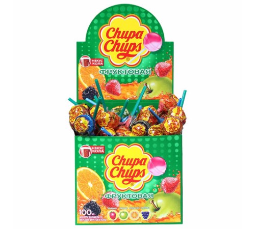 Карамель CHUPA CHUPS (Чупа-Чупс) фруктовая с соком + кола, 12 г, 61888