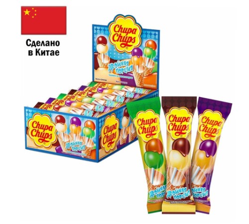 Карамель CHUPA CHUPS (Чупа-Чупс) двойная порция, ассорти 3-х вкусов, 17 г, 58787