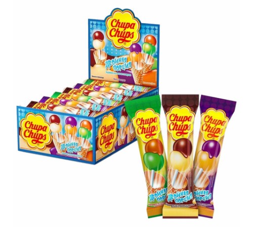 Карамель CHUPA CHUPS (Чупа-Чупс) двойная порция, ассорти 3-х вкусов, 17 г, 58787