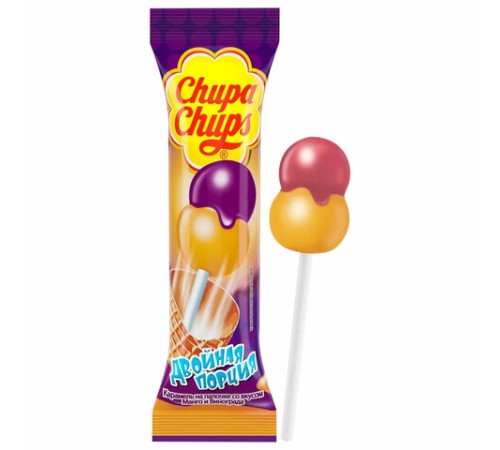 Карамель CHUPA CHUPS (Чупа-Чупс) двойная порция, ассорти 3-х вкусов, 17 г, 58787