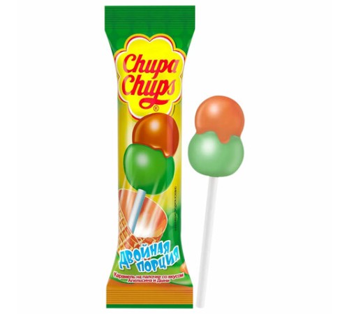 Карамель CHUPA CHUPS (Чупа-Чупс) двойная порция, ассорти 3-х вкусов, 17 г, 58787