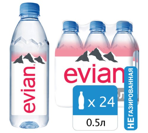 Вода негазированная минеральная EVIAN 0,5 л, 13861