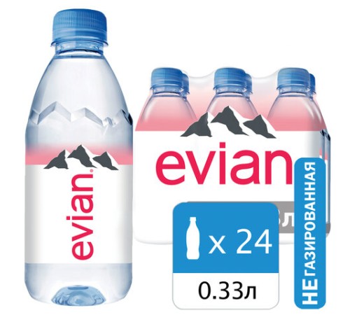 Вода негазированная минеральная EVIAN 0,33 л, 13860