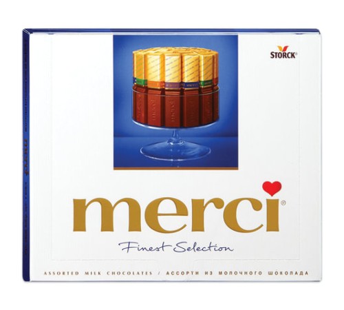Конфеты MERCI ассорти из молочного шоколада, 250 г, ГЕРМАНИЯ, 015416-00/35/49