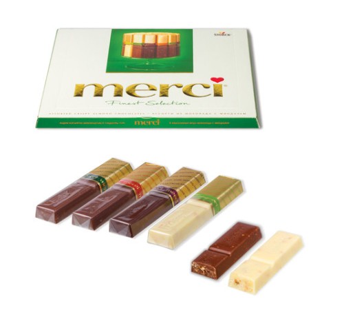 Конфеты MERCI ассорти из шоколада с миндалем, 250 г, ГЕРМАНИЯ, 014457-20