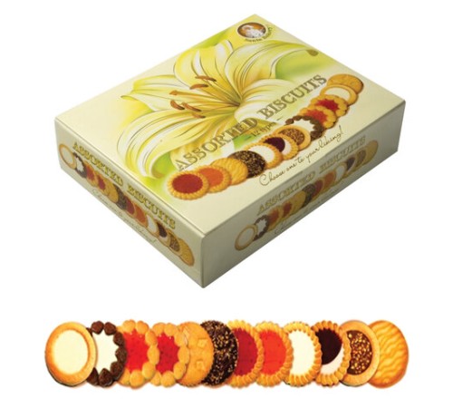 Печенье SANTA BAKERY, ассорти 12 видов, сдобное, 750 г, картонная коробка