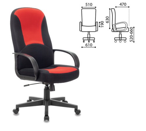 Кресло офисное BRABIX "City EX-512", ткань черная/красная, TW, 531408 Кресло офисное BRABIX "City EX-512", ткань черная/красная, TW, 531408
