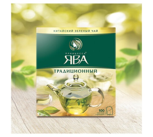 Чай ПРИНЦЕССА ЯВА зеленый, 100 пакетиков по 2 г, 0880-18