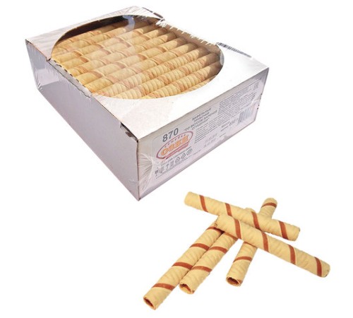 Вафельные трубочки СЕМЕЙКА ОЗБИ со вкусом вареной сгущенки, 650 г, гофрокороб, 870