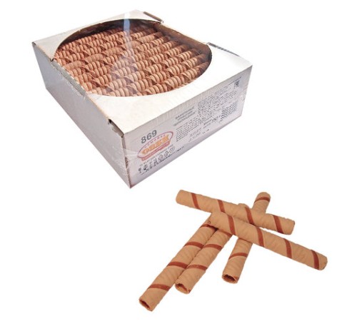 Вафельные трубочки СЕМЕЙКА ОЗБИ со вкусом шоколада, 650 г, гофрокороб, 869